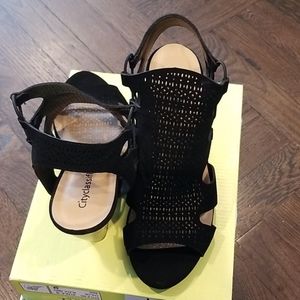 Black laced sandals